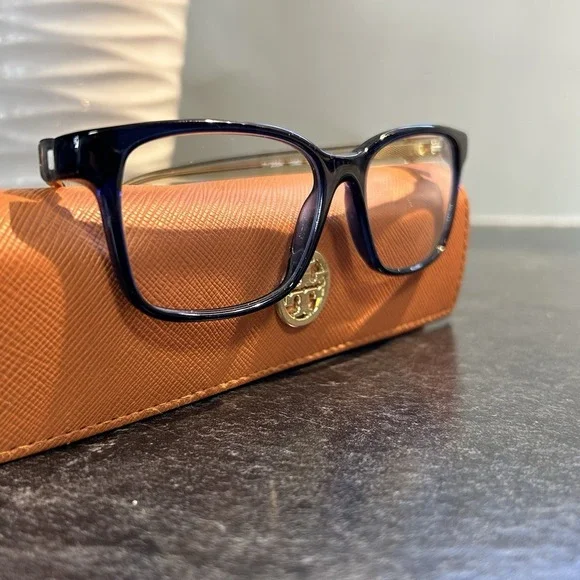 Tory Burch TY2064 1562 Blue & Brown Blue Blocker 52-16/135 W Case EUC